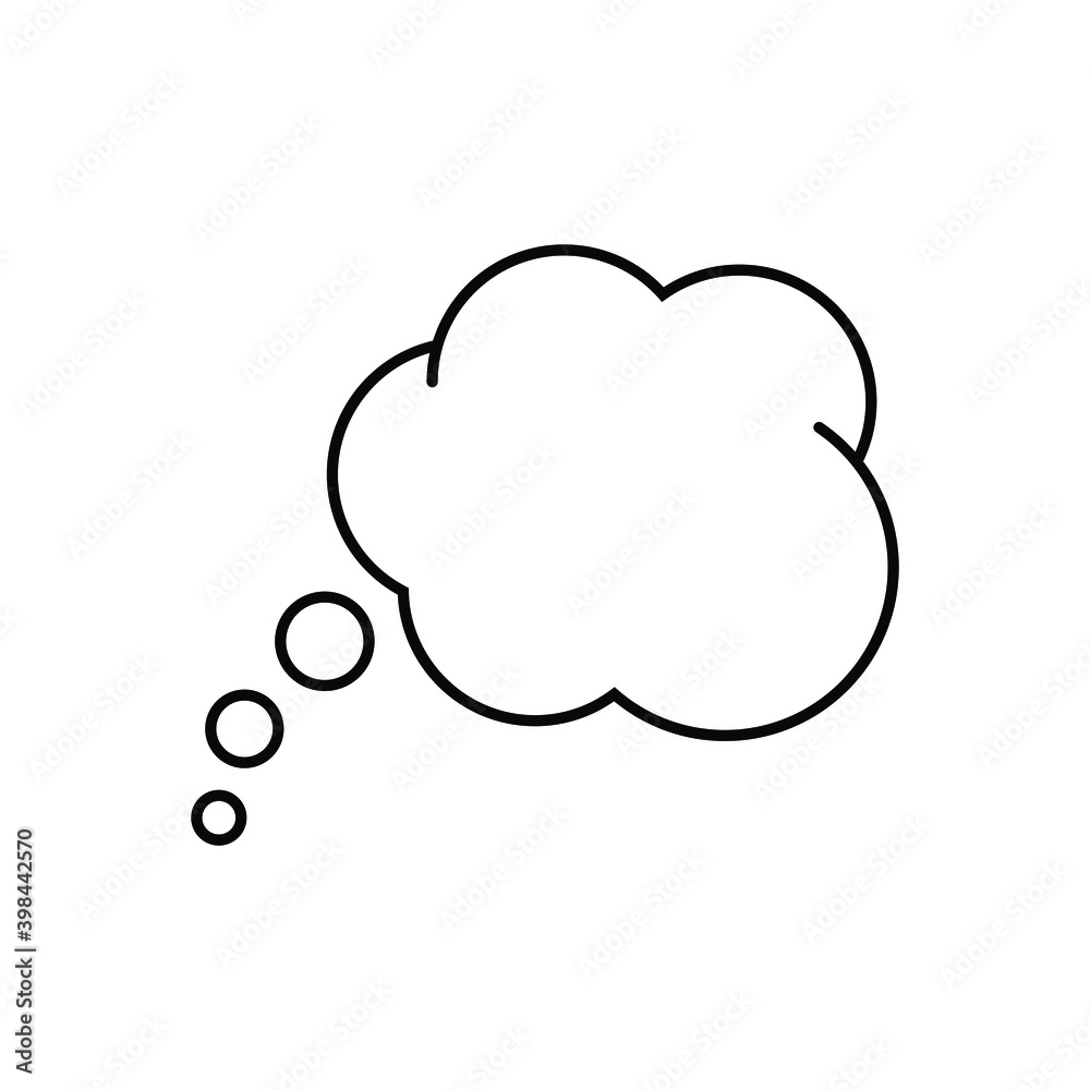 Cartoon speech or think bubble, empty communication cloud. Vector design element.