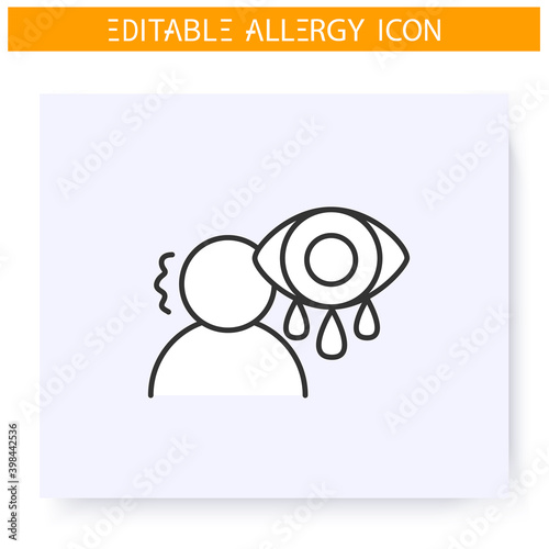 Lacrimation line icon. Respiratory allergy symptome. Diagnostics and treatment. Immunity reaction, Immune intolerance and immunotherapy concept.Isolated vector illustration. Editable stroke 