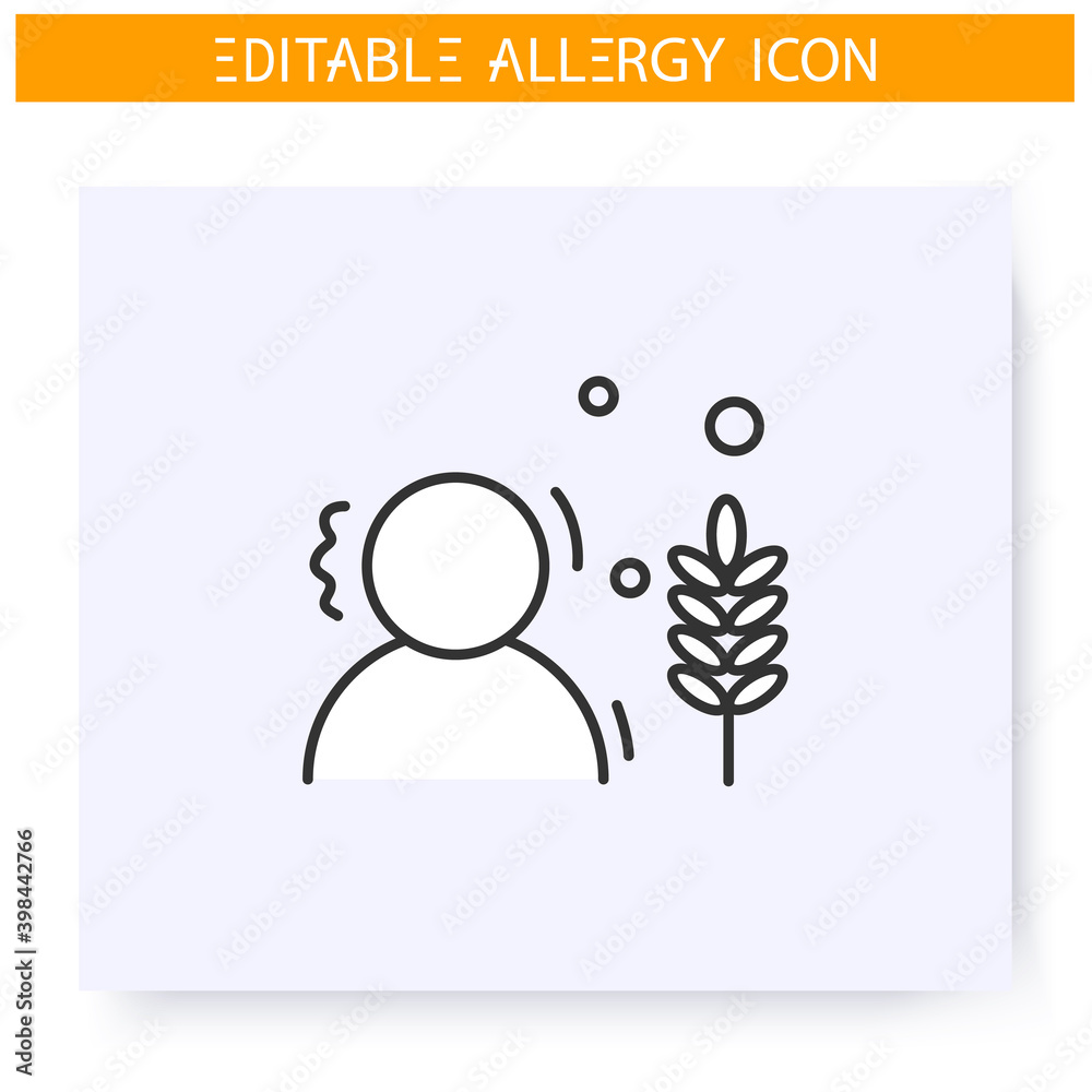 Wheat allergy line icon. Gluten intolerance. Nutrients allergens