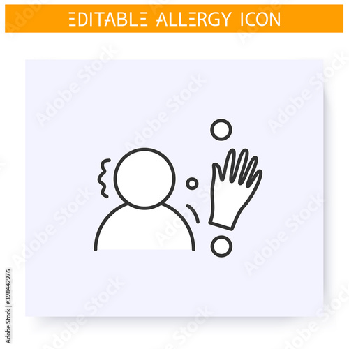 Latex allergy line icon. Allergic contact dermatitis. Immunity reaction, immune intolerance and immunotherapy concept. Isolated vector illustration. Editable stroke 