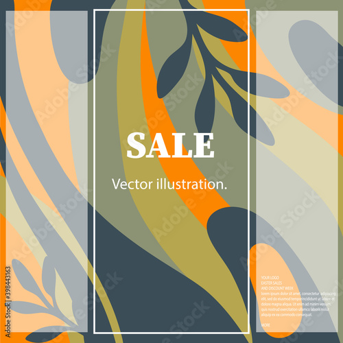 Abstract, vector, editable template for design of banners, packages, labels of ecological products.
