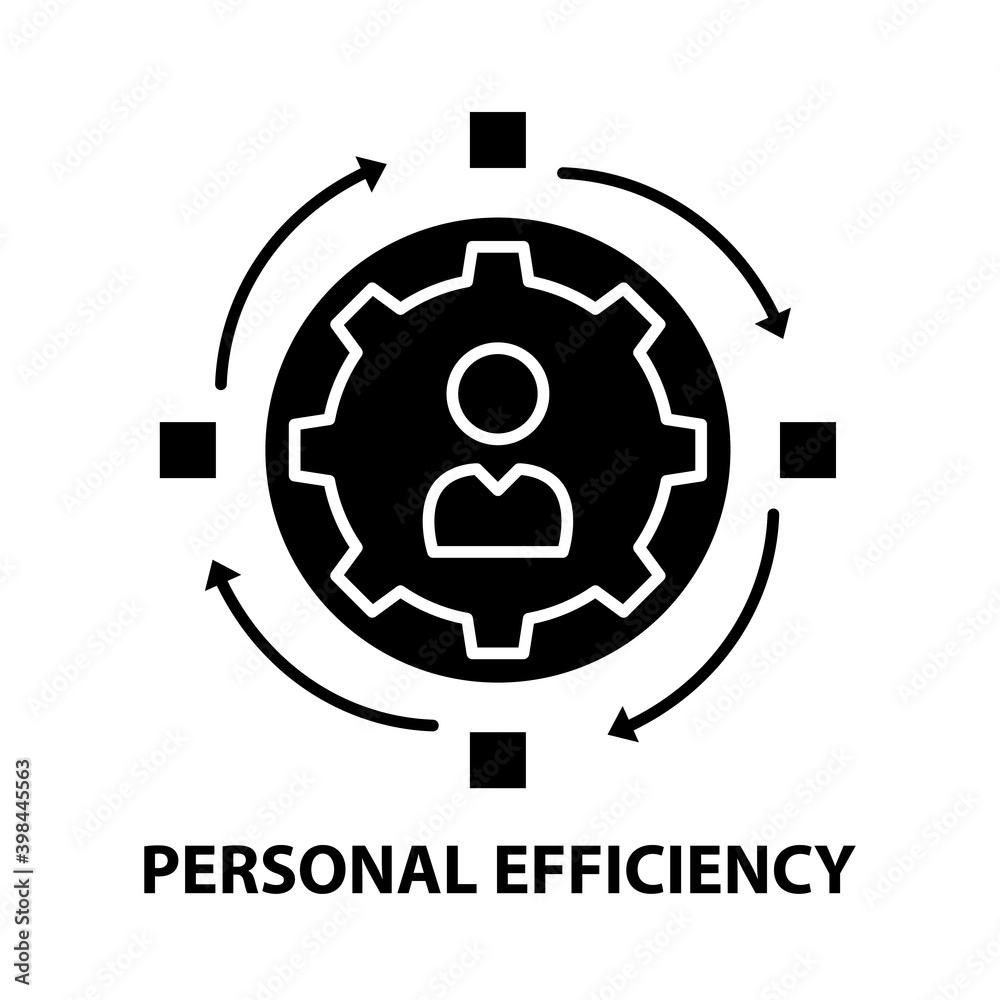 personal efficiency icon, black vector sign with editable strokes, concept illustration personal efficiency icon, black vector sign with editable strokes, concept illustration