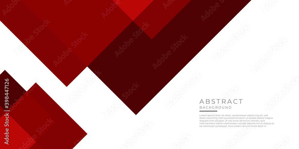 Obraz premium Abstract red geometric shape futuristic background. Template corporate presentation design concept on white contrast background. Vector graphic design illustration 