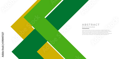 Green yellow arrow triangle shapes on white background. Modern corporate concept presentation design