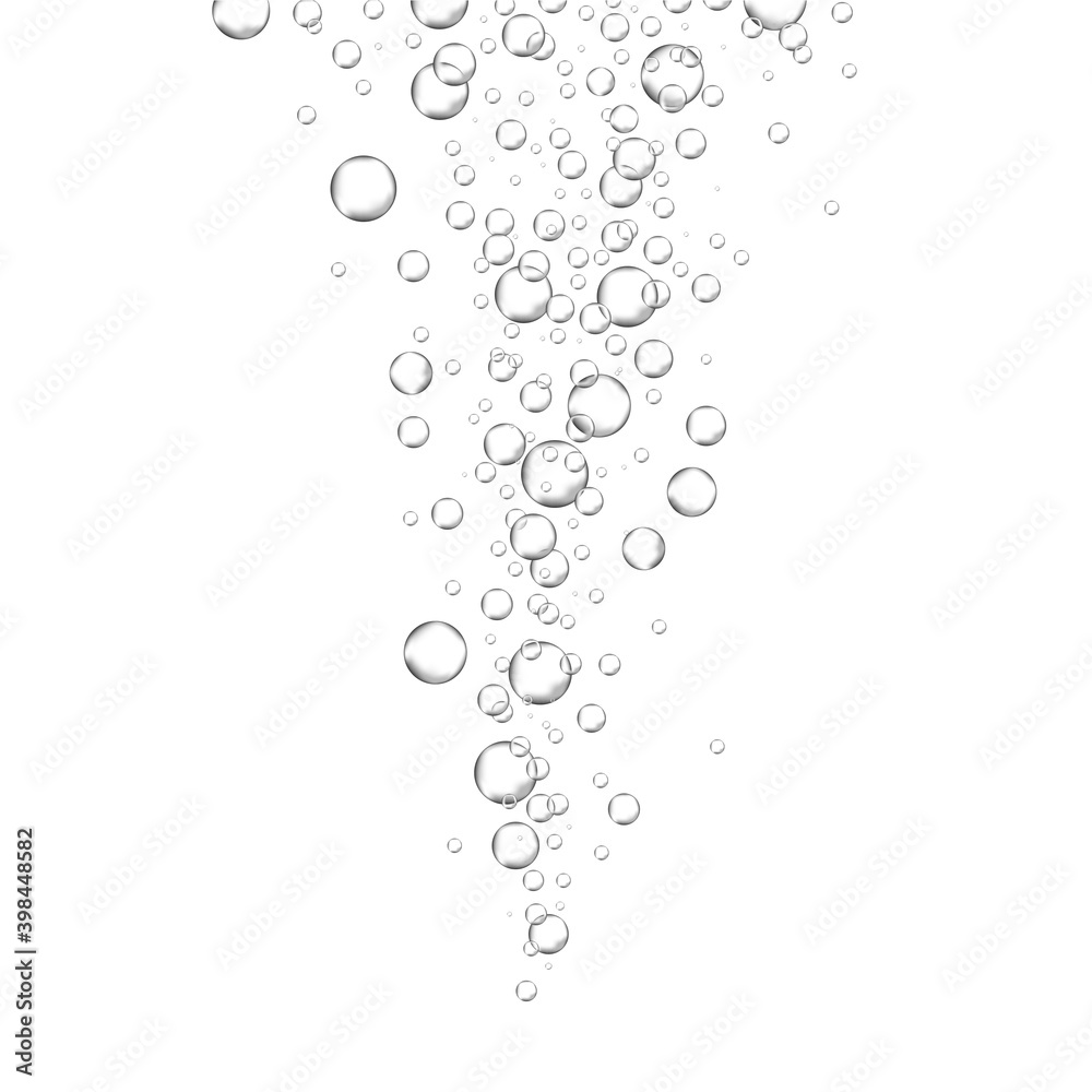 Vecteur Stock Bubbles in water isolated on white background. Bubbles in