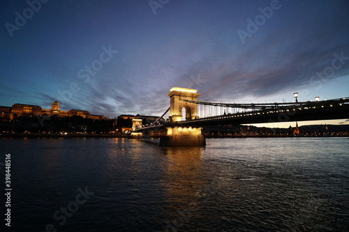 night  budapest  hungary  sunset  night  szechenyi bridge