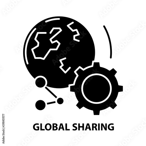 global sharing icon  black vector sign with editable strokes  concept illustration