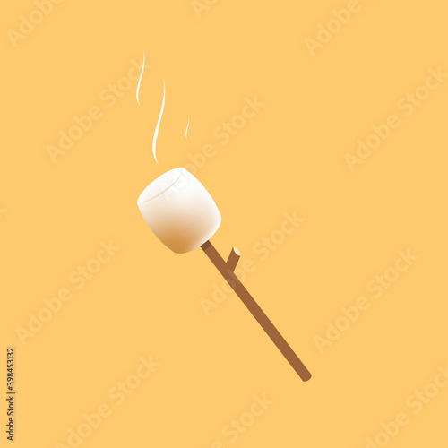 Marshmallow and stick vector. free space for text. wallpaper. Marshmallow  stick vector.