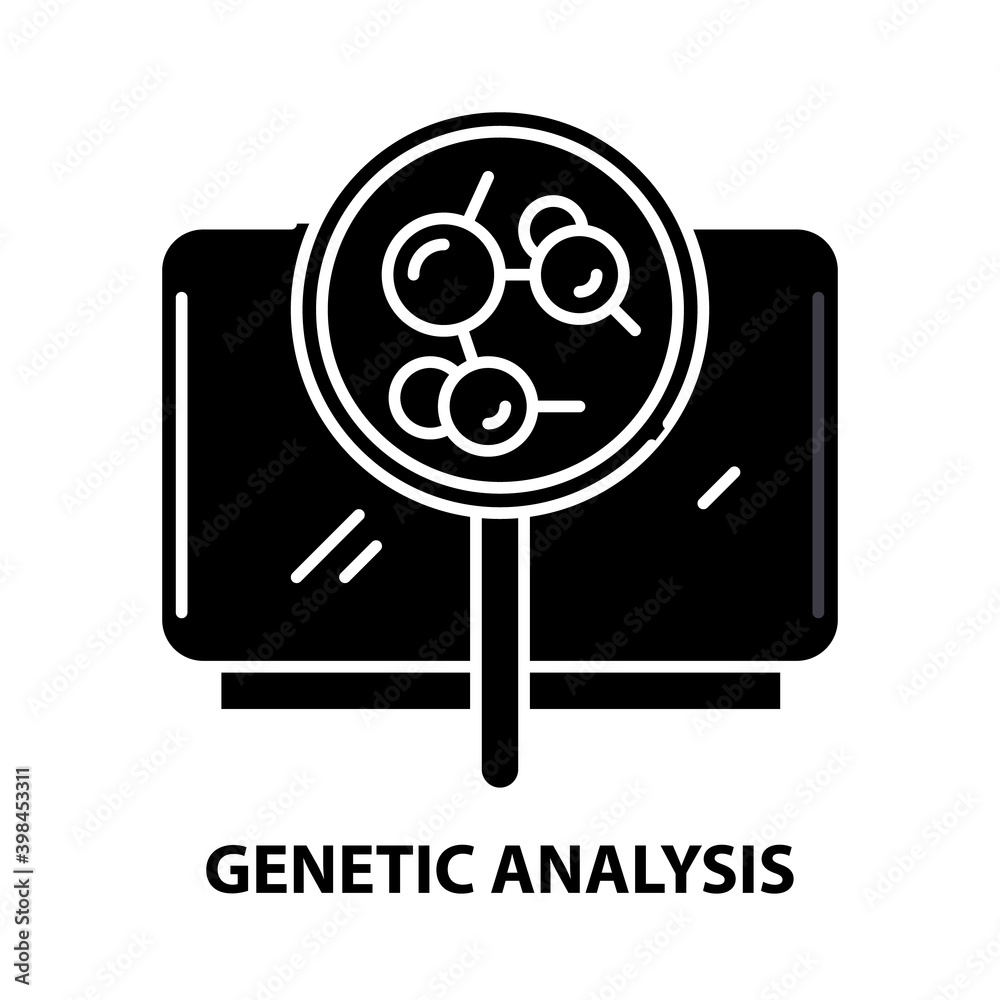 genetic analysis icon, black vector sign with editable strokes, concept illustration