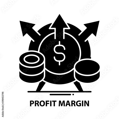profit margin icon, black vector sign with editable strokes, concept illustration