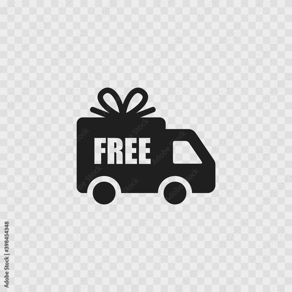 Free delivery. Black icons isolated. Shipping car. Vector Free delivery. Black icons isolated. Shipping car. Vector
