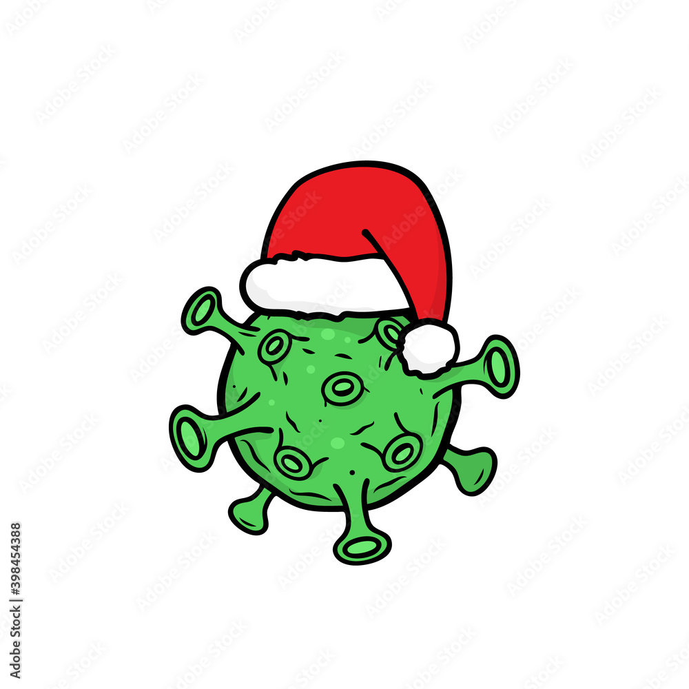 Terre Avec Masque Chirurgical Et Infection Par Le Virus Santa Hat Covid 19  World With Coronavirus Christmas Concept Illustration 3d