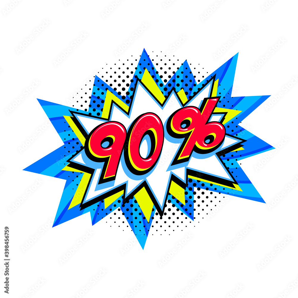 Comic blue sale bang balloon - Pop art style discount promotion banner. Vector illustration Comic blue sale bang balloon - Pop art style discount promotion banner. Vector illustration
