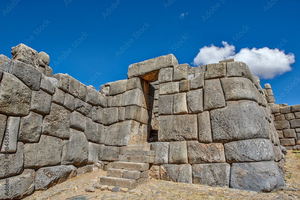 Inca stone constructions in ruins