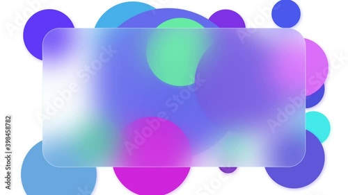 Trendy glassmorphism motion graphic background with place for text. Colorful abstract shape animation. 4k UHD vertical or horizontal looped video