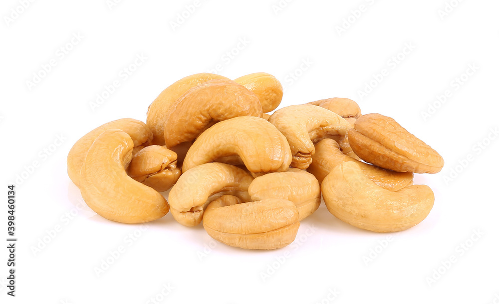 cashew nuts heap on white background cashew nuts heap on white background