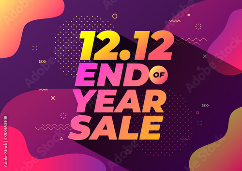 12.12 End of year sale banner. Sale banner template design.