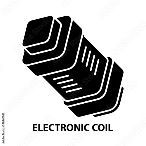 electronic coil icon, black vector sign with editable strokes, concept illustration
