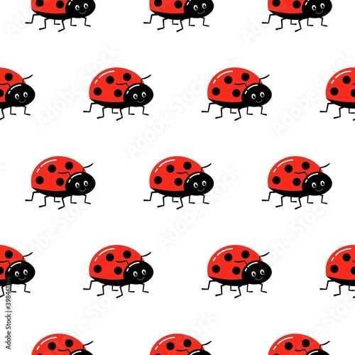 Seamless background with ladybug. Vector illustration. Pattern with beetles for tissue, paper, prints and other.