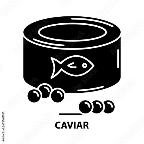 caviar icon, black vector sign with editable strokes, concept illustration