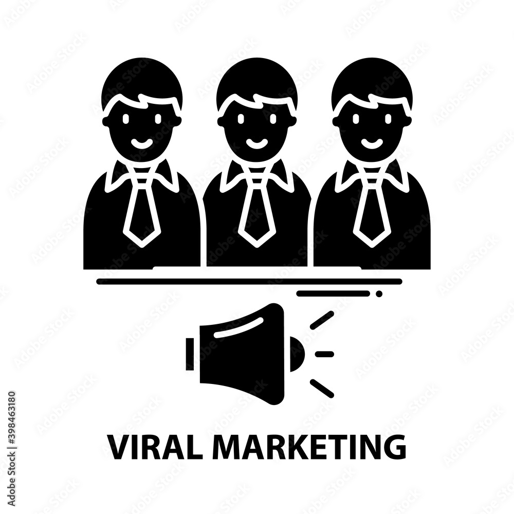 viral marketing icon, black vector sign with editable strokes, concept illustration viral marketing icon, black vector sign with editable strokes, concept illustration