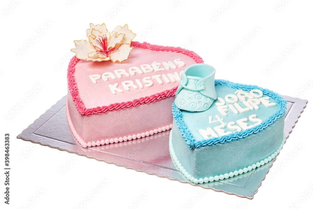 Birthday cake for daughter and mother, in the shape of a heart. Birthday cake for daughter and mother, in the shape of a heart.