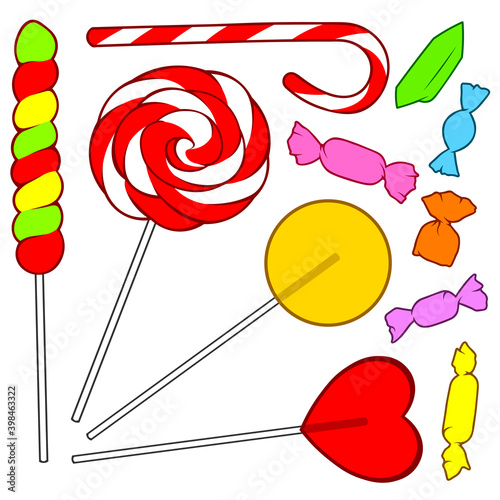 Sweets candy lollipop vector clipart isolated colorful illustration