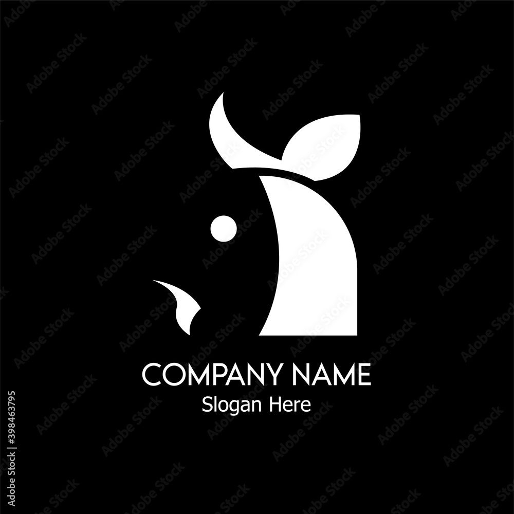Naklejka premium black and white cow logo
