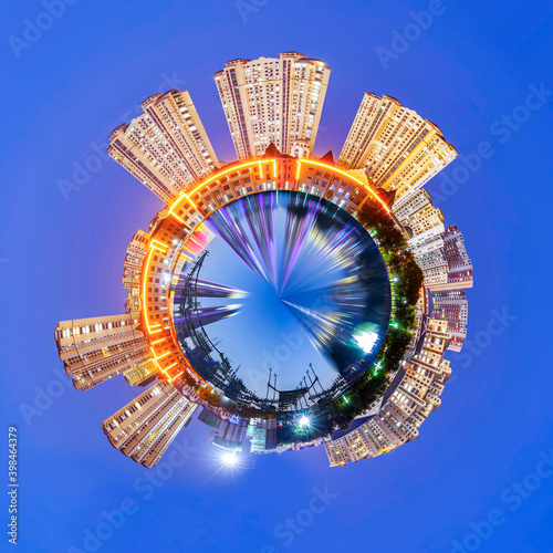 360-degree panoramic view of the city at night