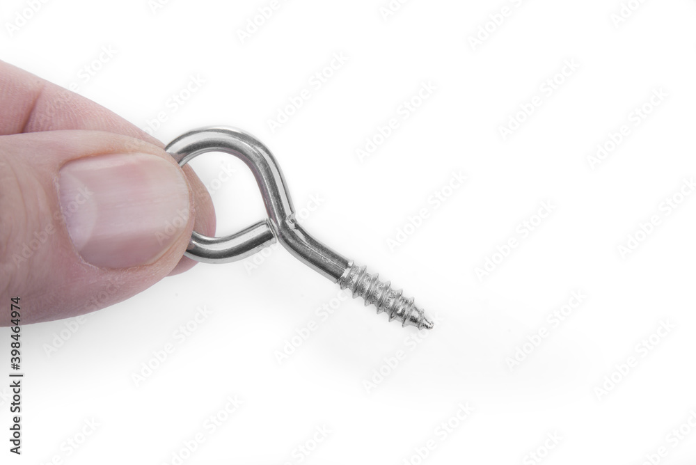 Ring hook screw on a white background Ring hook screw on a white background