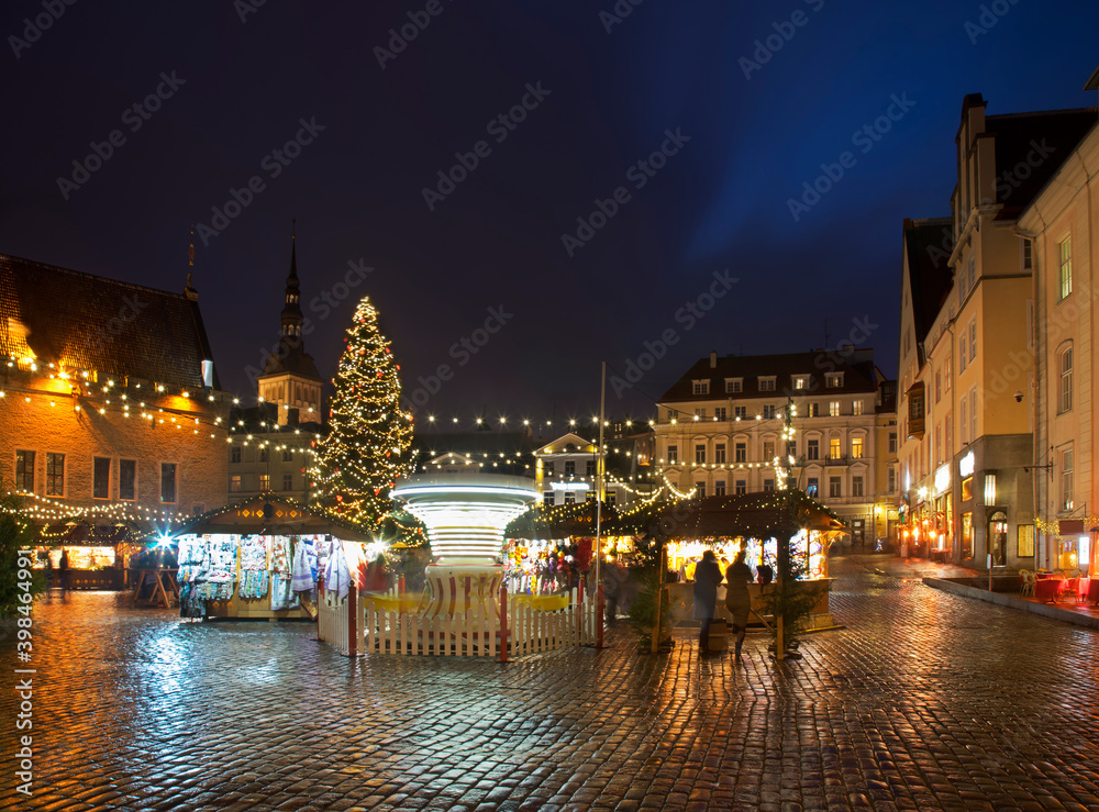 Christmas decoration of  Town hall square in Tallinn. Estonia