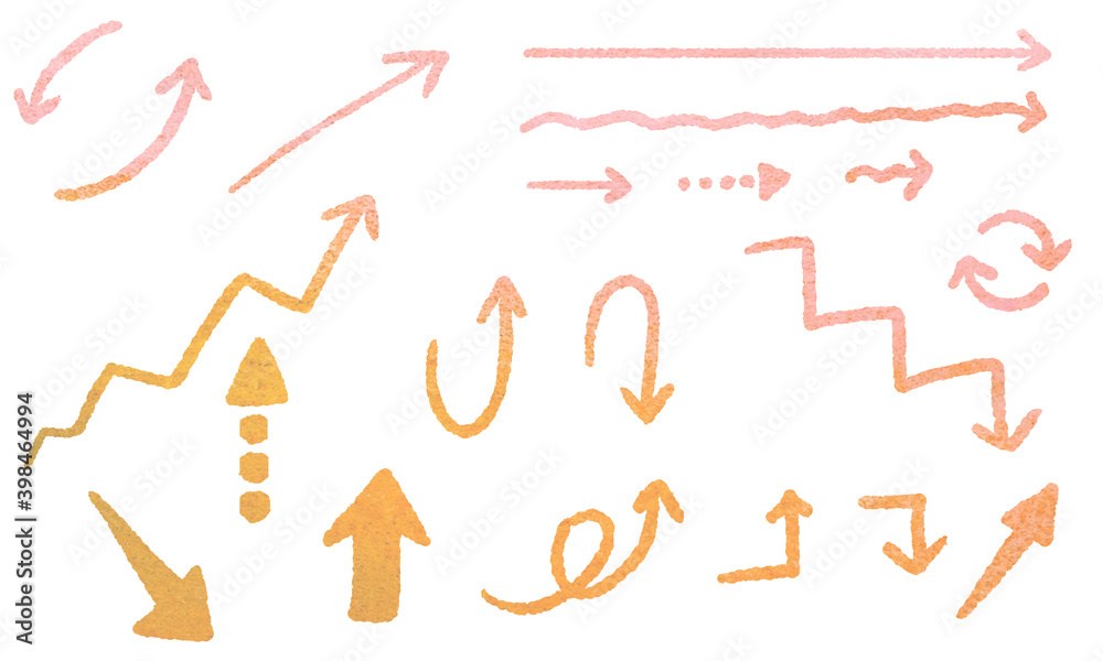 Watercolor arrow material set illustration Watercolor arrow material set illustration