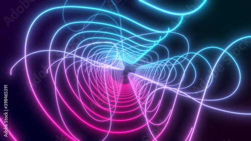 3D Rendered Modern Abstract glowing Neon Lines in 8K 