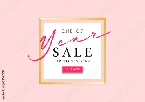 End of year sale banner template with lettering.