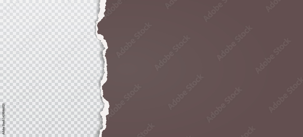 Piece of torn, ripped brown paper with soft shadow is on grey transparent background for text. Vector illustration Piece of torn, ripped brown paper with soft shadow is on grey transparent background for text. Vector illustration