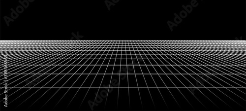 Abstract perspective white grid. Wireframe landscape. Vector illustration.