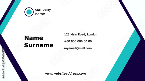 Modern business card design. Minimalist creative clean blue color business card template. Geometric trendy corporate company vector illustration