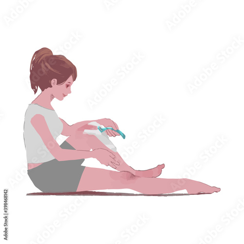 ムダ毛処理をする女性のイラスト