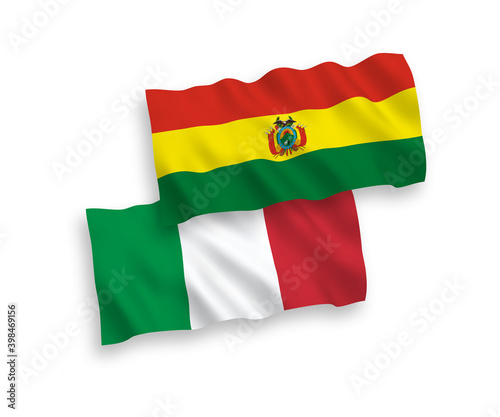 Flags of Italy and Bolivia on a white background