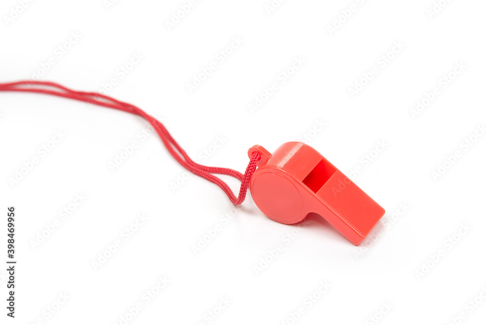 Orange blow whistle for a sport on a white Orange blow whistle for a sport on a white