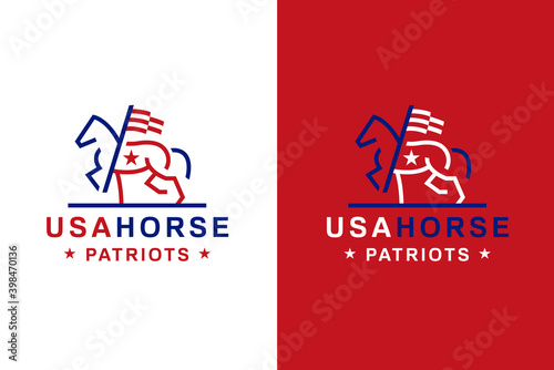 American Flag Horse Logo Design
