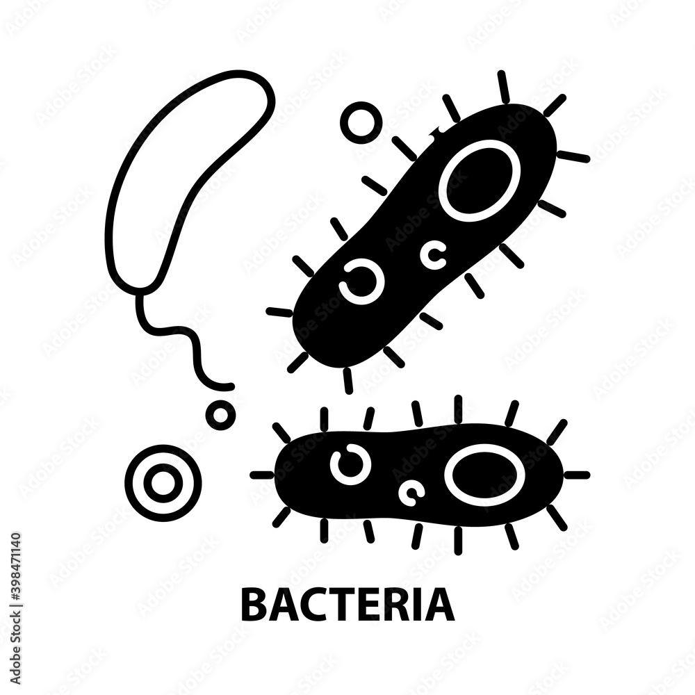 bacteria icon, black vector sign with editable strokes, concept illustration