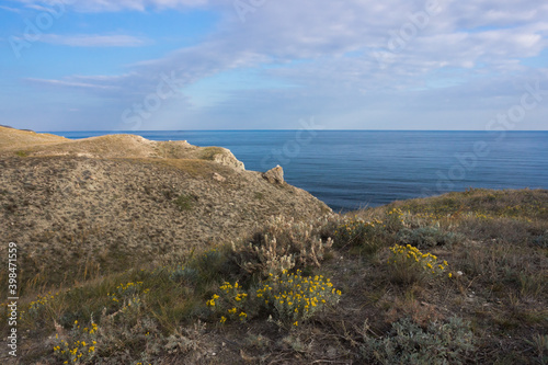 The Crimean Mountains near Feodosia and Ordzhonikidze, the Black Sea, Eastern Crimea. photo