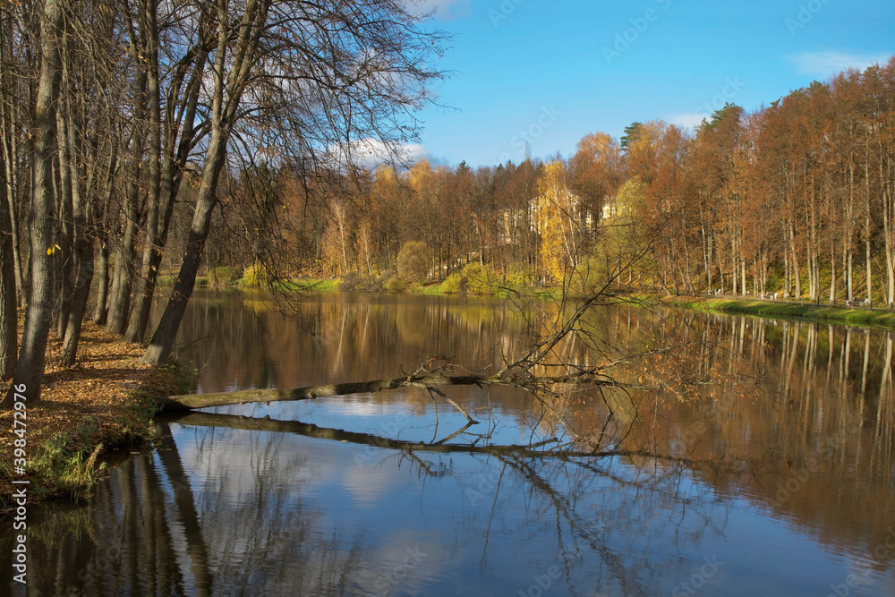 Bank of Desna river near Troitsk town - Troitsky administrative okrug of federal city of Moscow. Russia