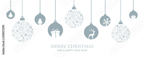 merry christmas card with hanging ball decoratoin vector illustration EPS10