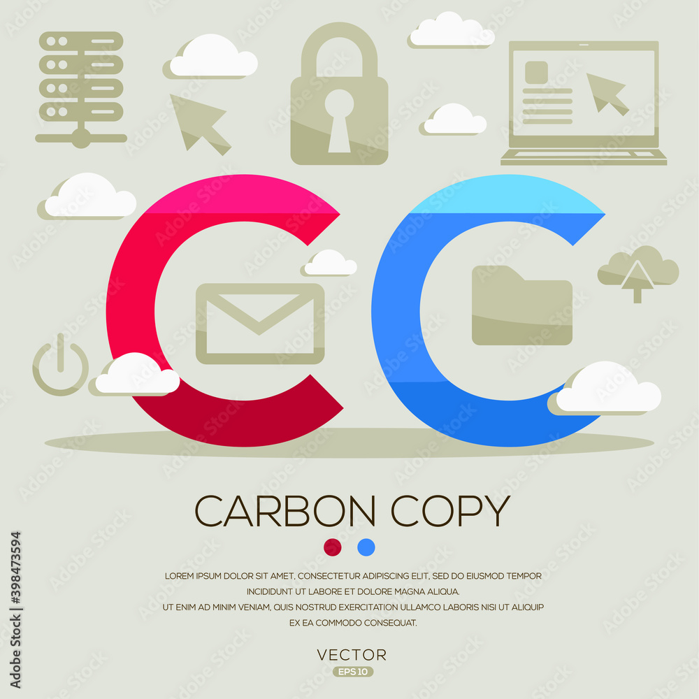 CC mean (Carbon Copy) Computer and Internet acronyms ,letters and icons  ,Vector illustration. Stock-Vektorgrafik | Adobe Stock