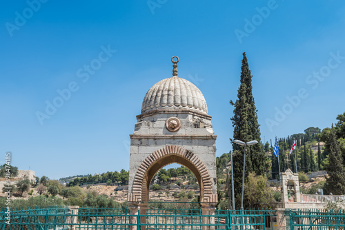 Tomb of Mujir al-Din at the Kidron Valley or King's Valley between the Temple Mount and Mount of Olives in Jerusalem, Israel photo