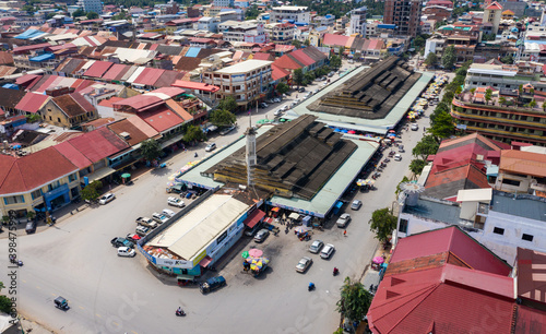 Fényképezés Aerial photographs of Battambang city and market.