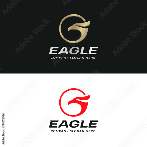 Eagle logo. Hawk silhouette logotype. Bird of pray vector logo template.