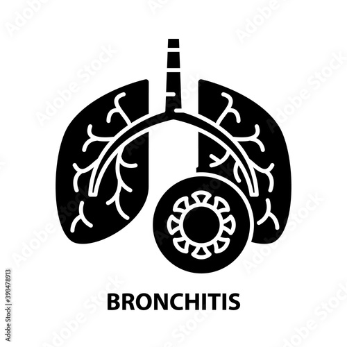 bronchitis icon, black vector sign with editable strokes, concept illustration